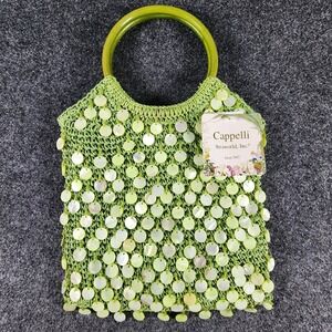 NWT Cappelli Straworld Woven Beaded Purse Handbag Green Beach Summer